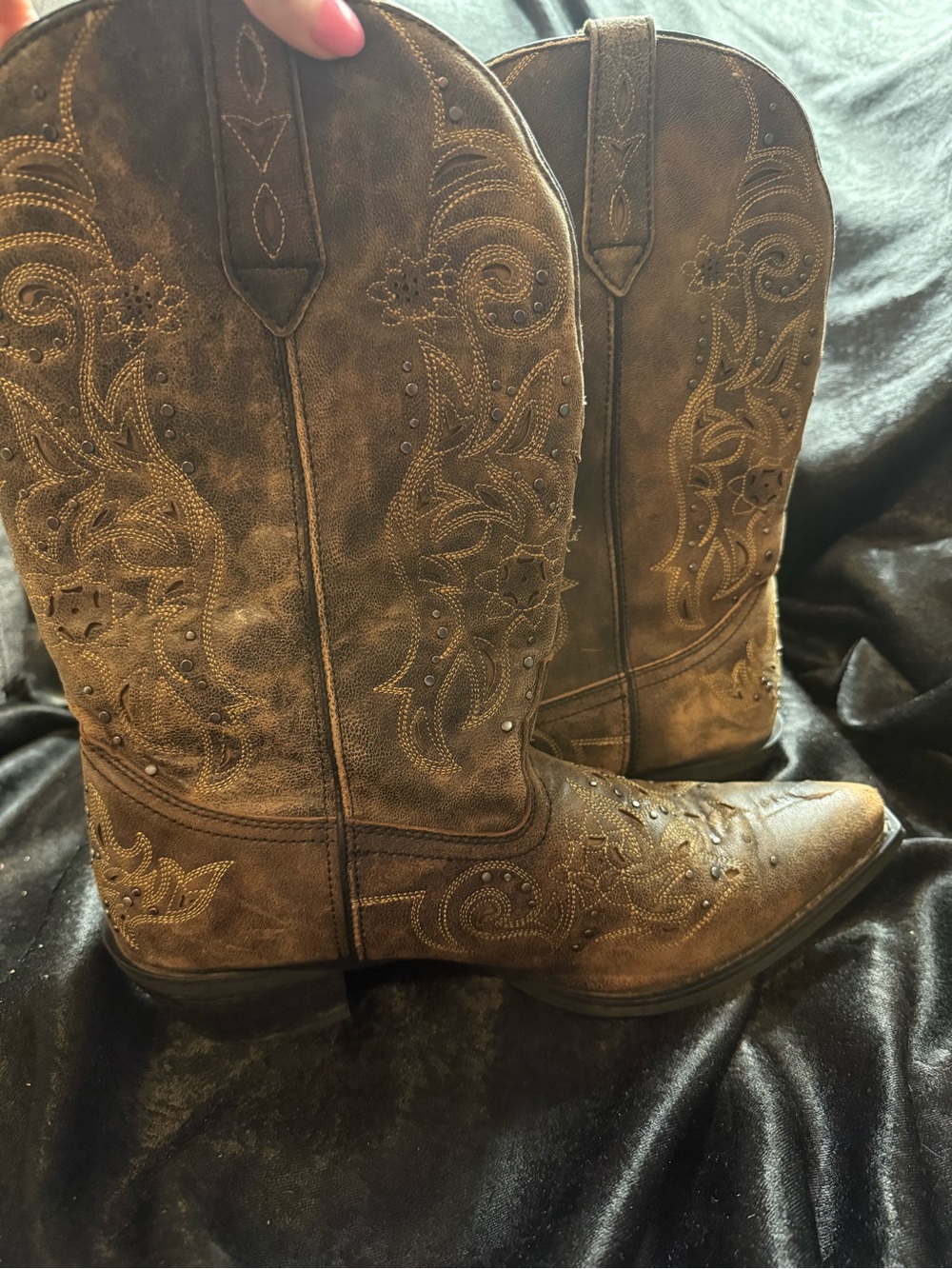 Laredo Brown Embroidered Western Heeled Boots- size 11